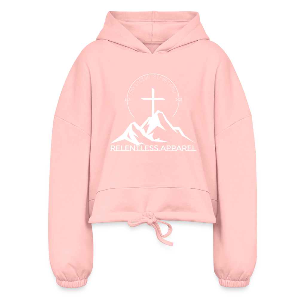 BROKEN TO BE REBUILT – Women’s Cropped Hoodie - light pink