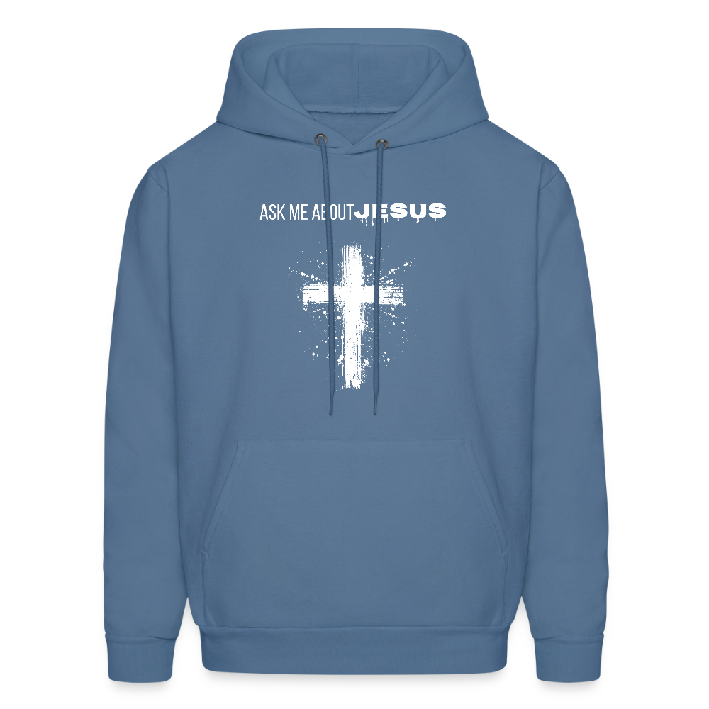 Ask Me About Jesus Unisex Hoodie – Relentless Classics - denim blue