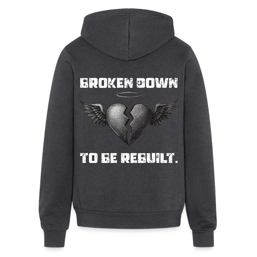 BROKEN TO BE REBUILT – Full Zip Hoodie - charcoal grey