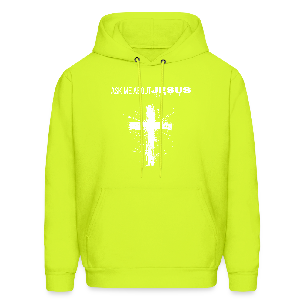 Ask Me About Jesus Unisex Hoodie – Relentless Classics - safety green