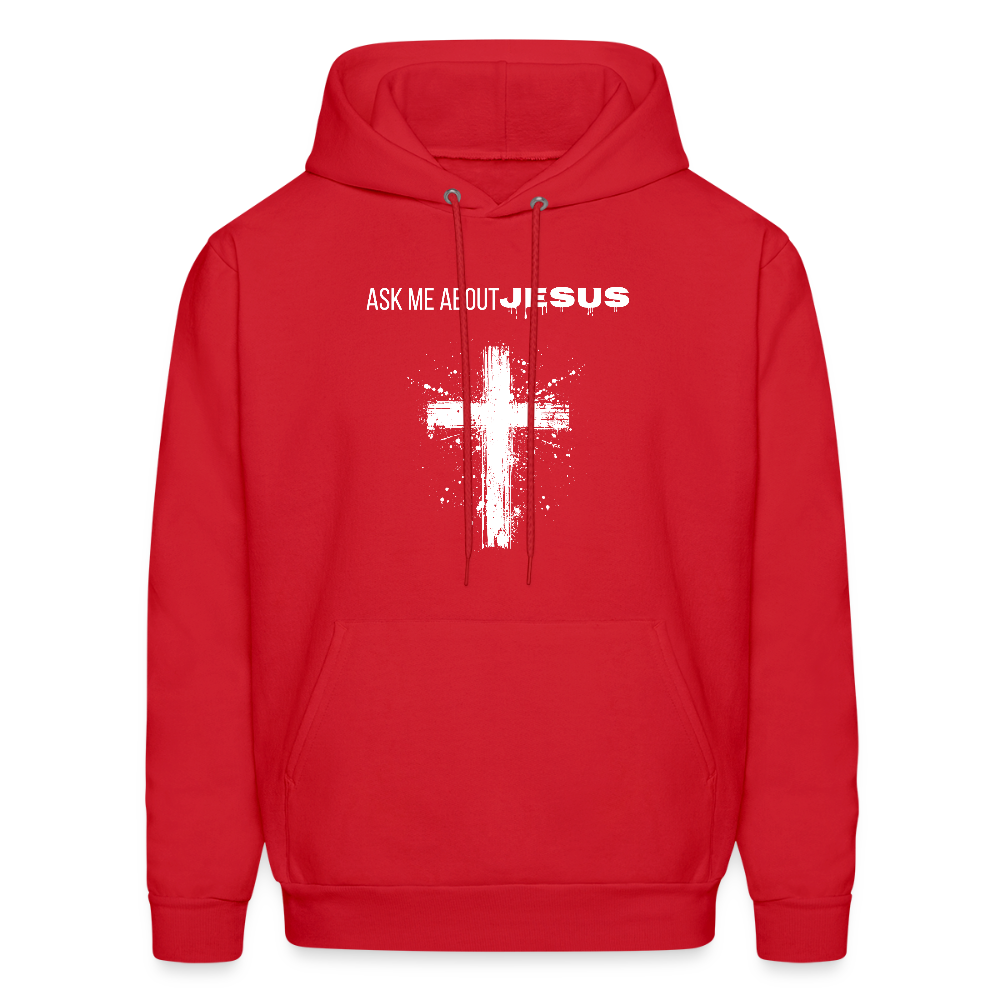 Ask Me About Jesus Unisex Hoodie – Relentless Classics - red