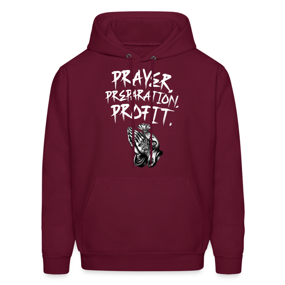 Prayer, Preparation, Profit Unisex Hoodie – Relentless Classics - burgundy