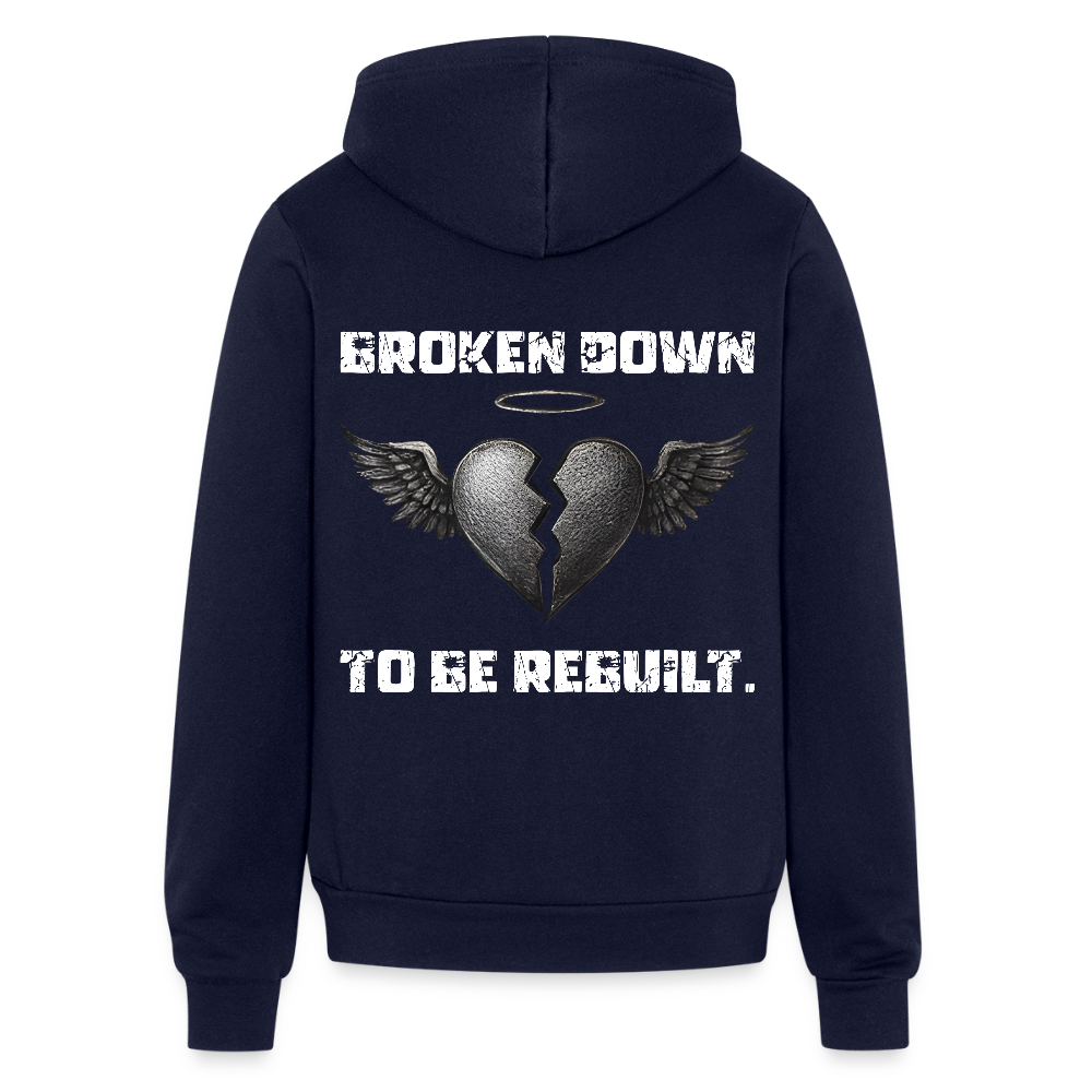 BROKEN TO BE REBUILT – Full Zip Hoodie - navy