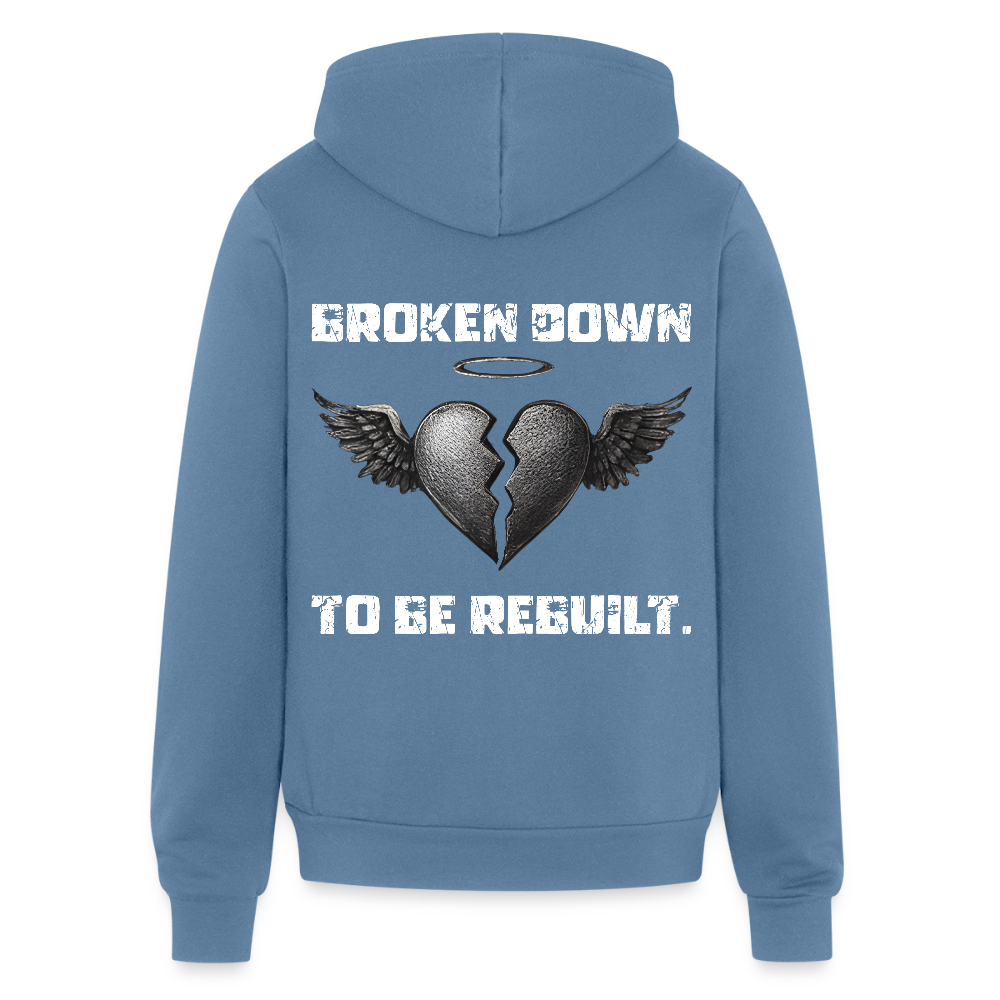 BROKEN TO BE REBUILT – Full Zip Hoodie - steel blue