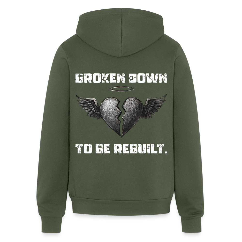 BROKEN TO BE REBUILT – Full Zip Hoodie - military green