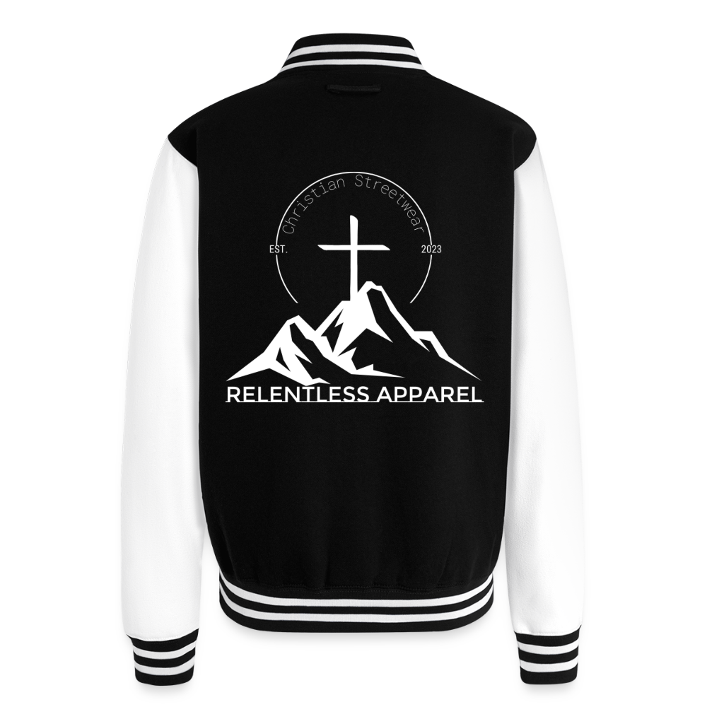 RELENTLESS CLASSIC LOGO – Heavyweight Letterman Jacket - black/white