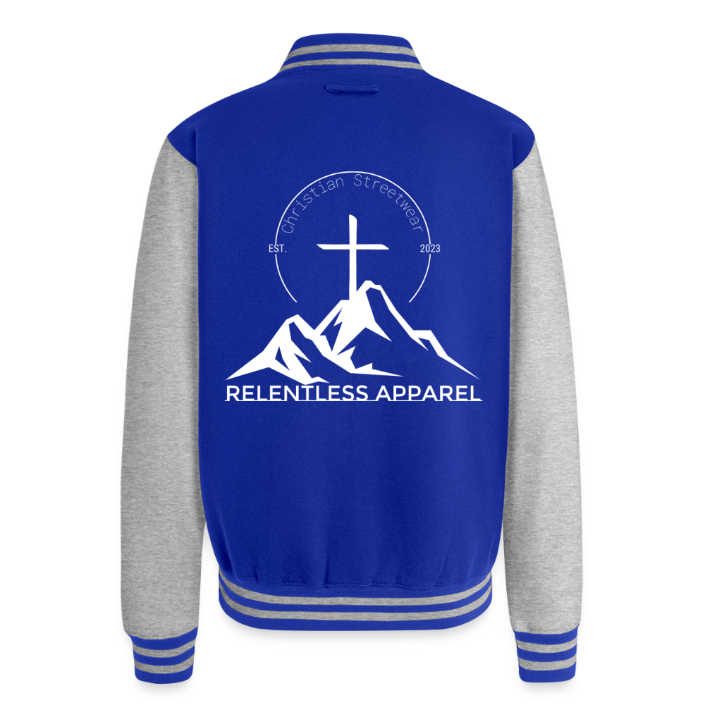 RELENTLESS CLASSIC LOGO – Heavyweight Letterman Jacket - royal/heather grey