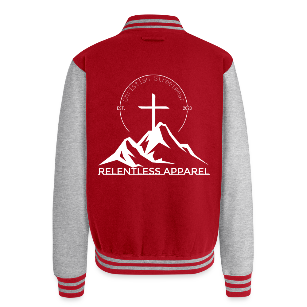RELENTLESS CLASSIC LOGO – Heavyweight Letterman Jacket - red/heather grey